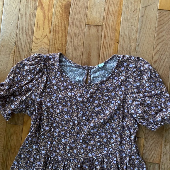 Aerie Brown Floral Midi Dress - Picture 2 of 5
